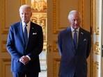 US president Joe Biden meets Britain's King Charles at Windsor Castle in Windsor, Britain.