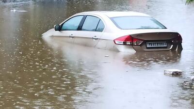 A car half-submerged in water as waterlogging was seen in Sector 7, Chandigarh, amid relentless rain on Monday. (Ravi Kumar/HT) A car half-submerged in water as waterlogging was seen in Sector 7, Chandigarh, amid relentless rain on Monday. (Ravi Kumar/HT)
