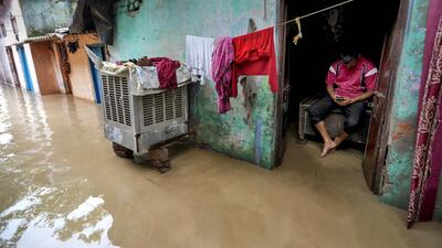 A flooded neighbourhood at Yamuna Bazar in New Delhi on Tuesday. (PTI) A flooded neighbourhood at Yamuna Bazar in New Delhi on Tuesday. (PTI)