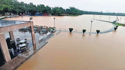An inundated Lake Club after torrential rains in Chandigarh on Monday. (Ravi Kumar/HT) An inundated Lake Club after torrential rains in Chandigarh on Monday. (Ravi Kumar/HT)