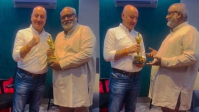 Anupam Kher met MM Keeravaani recently. Anupam Kher met MM Keeravaani recently.