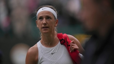 Victoria Azarenka of Belarus leaves the court after being defeated by Ukraine's Elina Svitolina in the women's singles match on day seven of the Wimbledon tennis championships (AP) Victoria Azarenka of Belarus leaves the court after being defeated by Ukraine's Elina Svitolina in the women's singles match on day seven of the Wimbledon tennis championships (AP)