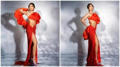 Shilpa Shetty earlier wore a breathtaking red cut-out slit dress to the sets of the show India's Got Talent Season 10. (Instagram/@theshilpashetty) Shilpa Shetty earlier wore a breathtaking red cut-out slit dress to the sets of the show India's Got Talent Season 10. (Instagram/@theshilpashetty)