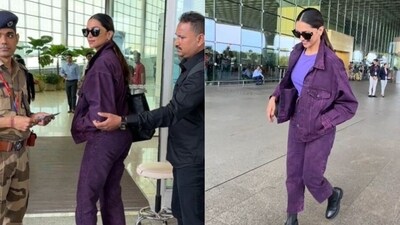 Deepika Padukone spotted at the Mumbai airport. Deepika Padukone spotted at the Mumbai airport.
