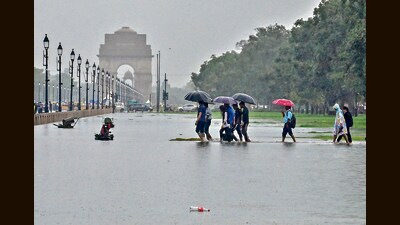 Deluge in Delhi: Record-breaking 261mm of rain turns roads into knee-deep waterlogged racecourses. (Photo: Sanjay Sharma/ANI) Deluge in Delhi: Record-breaking 261mm of rain turns roads into knee-deep waterlogged racecourses. (Photo: Sanjay Sharma/ANI)