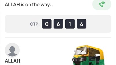 After being assigned a driver with the name "Allah", the man wondered about what his destination is. (Twitter) After being assigned a driver with the name "Allah", the man wondered about what his destination is. (Twitter)