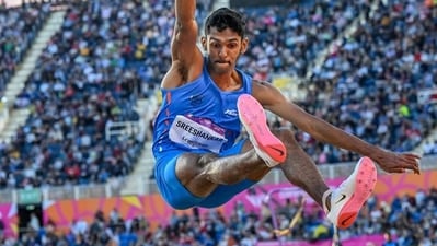 Among the stars in action will be long jumper Murali Sreeshankar. He is riding high after a personal best of 8.41m Among the stars in action will be long jumper Murali Sreeshankar. He is riding high after a personal best of 8.41m