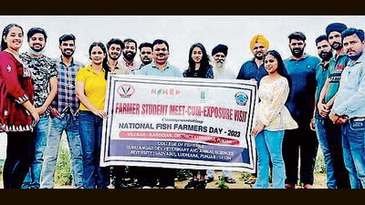 Participants at the farmer-student meet at Karodian village in Ludhiana. (HT PHOTO)
