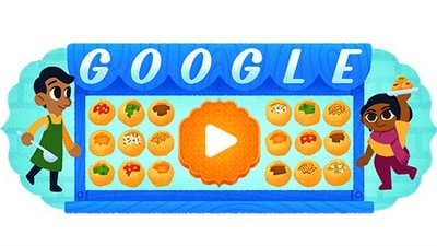 Google doodle with interactive panipuri game. (Google) Google doodle with interactive panipuri game. (Google)