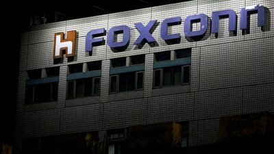 FILE PHOTO: The logo of Foxconn is seen outside the company's building in Taipei, Taiwan, (REUTERS)