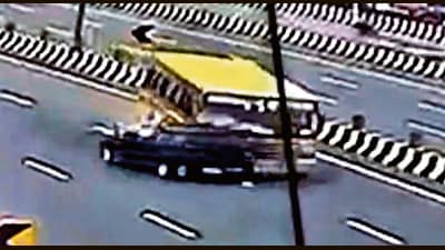 The accident was captured on CCTVs along the expressway. The accident was captured on CCTVs along the expressway.
