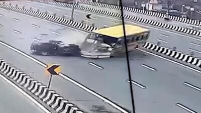 The accident was caught on CCTV cameras installed along the expressway. (HT PHOTO) The accident was caught on CCTV cameras installed along the expressway. (HT PHOTO)