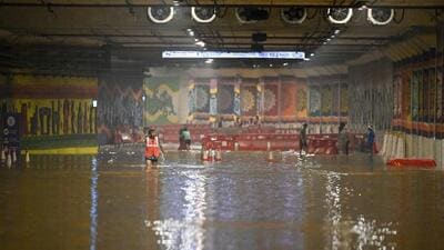 The waterlogged Pragati Maidan tunnel in New Delhi on Tuesday. (Sanchit Khanna/HT PhotoHindustan Times)