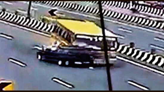 The accident was captured on CCTVs along the expressway.