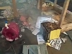 A polling booth at Baravita Primary School has been allegedly vandalised and ballot papers set on fire after voting began for the single-phase panchayat polls in West Bengal, in Cooch Behar (ANI Photo) A polling booth at Baravita Primary School has been allegedly vandalised and ballot papers set on fire after voting began for the single-phase panchayat polls in West Bengal, in Cooch Behar (ANI Photo)