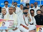 Karnataka CM Siddaramaiah, DCM DK Shivakumar and Congress MLAs observe a 'Silent Satyagraha' in Bengaluru to express solidarity with party leader Rahul Gandhi. (ANI Photo) Karnataka CM Siddaramaiah, DCM DK Shivakumar and Congress MLAs observe a 'Silent Satyagraha' in Bengaluru to express solidarity with party leader Rahul Gandhi. (ANI Photo)