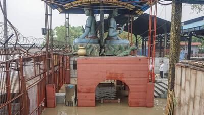 A flooded Nigambodh Ghat Delhi on Tuesday. (PTI)