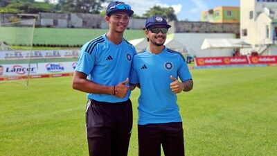 Yashasvi Jaiswal and Ishan Kishan pose for a picture ahead of their Test debut (BCCI Twitter) Yashasvi Jaiswal and Ishan Kishan pose for a picture ahead of their Test debut (BCCI Twitter)