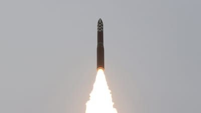 Korean People's Army test-launches a Hwasong-18 intercontinental ballistic missile from an undisclosed location in North Korea. (via REUTERS)
