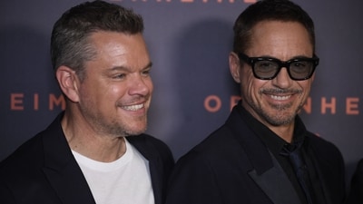 Matt Damon and Robert Downey Jr look elated at the Oppenheimer premiere in Paris. Matt plays Leslie Groves and Robert is in the role of Lewis Strauss in the film. It is based on J. Robert Oppenheimer's 2005 biography American Prometheus by Kai Bird and Martin J. Sherwin. (AFP) Matt Damon and Robert Downey Jr look elated at the Oppenheimer premiere in Paris. Matt plays Leslie Groves and Robert is in the role of Lewis Strauss in the film. It is based on J. Robert Oppenheimer's 2005 biography American Prometheus by Kai Bird and Martin J. Sherwin. (AFP)