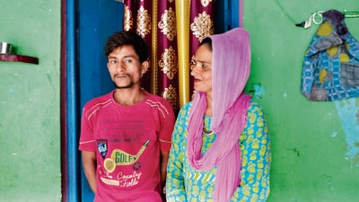 Sachin and Seema at their home in Rabupura. (HT photo) Sachin and Seema at their home in Rabupura. (HT photo)