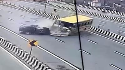 The accident was caught on CCTV cameras installed along the expressway. (HT PHOTO) The accident was caught on CCTV cameras installed along the expressway. (HT PHOTO)