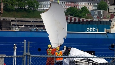 Debris from the Titan submersible, recovered from the ocean floor near the wreck of the Titanic, is unloaded from the ship Horizon Arctic at the Canadian Coast Guard pier in St. John's, Newfoundland (Paul Daly/The Canadian Press via AP, File) (AP) Debris from the Titan submersible, recovered from the ocean floor near the wreck of the Titanic, is unloaded from the ship Horizon Arctic at the Canadian Coast Guard pier in St. John's, Newfoundland (Paul Daly/The Canadian Press via AP, File) (AP)
