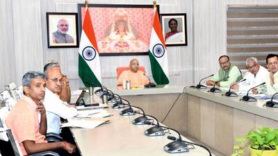 Uttar Pradesh chief minister Yogi Adityanath at a high-level meeting in Lucknow on Wednesday. (HT PHOTO) Uttar Pradesh chief minister Yogi Adityanath at a high-level meeting in Lucknow on Wednesday. (HT PHOTO)