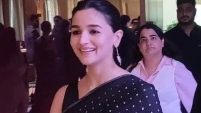 Alia Bhatt spotted in a black saree.