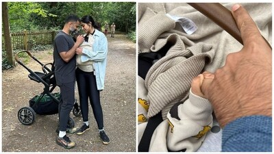 Sonam Kapoor with husband Anand Ahuja and son Vayu in London. Sonam Kapoor with husband Anand Ahuja and son Vayu in London.
