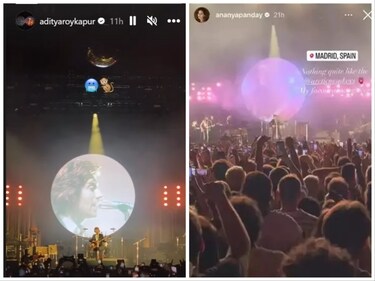 Aditya Roy Kapur and Ananya Panday shared glimpses of a rock concert on their Instagram Stories. Aditya Roy Kapur and Ananya Panday shared glimpses of a rock concert on their Instagram Stories.