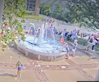 Image from security footage of Grove City Hall fountain. (For2Now)