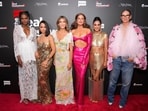 Ubah Hassan, from left, Sai De Silva, Erin Lichy, Brynn Whitfield, Jessel Taank and Jenna Lyons attend Bravo's "The Real Housewives of New York City" premiere party at the Rainbow Room on Wednesday, July 12, 2023, in New York. (Photo by Charles Sykes/Invision/AP)