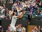 Russia's Daniil Medvedev celebrates after beating Christopher Eubanks.