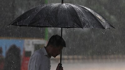 A man shelters under an umbrella during a rainfall. (AFP) A man shelters under an umbrella during a rainfall. (AFP)