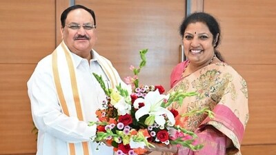 New Delhi, July 06 (ANI): Daggubati Purandeswari, the newly appointed president of the Andhra Pradesh unit of the BJP, met party’s national president J.P. Nadda in New Delhi on Thursday. (ANI) New Delhi, July 06 (ANI): Daggubati Purandeswari, the newly appointed president of the Andhra Pradesh unit of the BJP, met party’s national president J.P. Nadda in New Delhi on Thursday. (ANI)