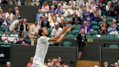 Russia's Daniil Medvedev celebrates after beating Christopher Eubanks. (AP) Russia's Daniil Medvedev celebrates after beating Christopher Eubanks. (AP)