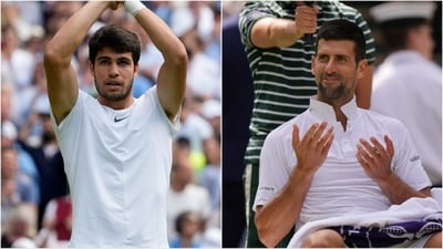 Carlos Alcaraz (L) will face Daniil Medvedev in the final; Novak Djokovic (R), meanwhile, takes on Jannik Sinner (AP) Carlos Alcaraz (L) will face Daniil Medvedev in the final; Novak Djokovic (R), meanwhile, takes on Jannik Sinner (AP)
