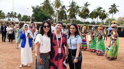 Delegates during the G20 Culture Working Group meeting, at Yeduru Basavanna complex in Hampi, Karnataka. (PIB/ ANI) Delegates during the G20 Culture Working Group meeting, at Yeduru Basavanna complex in Hampi, Karnataka. (PIB/ ANI)