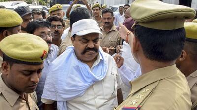 Gangster-politician Atiq Ahmad and his brother Ashraf were gunned down by the three accused outside a hospital in Prayagraj on April 15. (File photo) Gangster-politician Atiq Ahmad and his brother Ashraf were gunned down by the three accused outside a hospital in Prayagraj on April 15. (File photo)