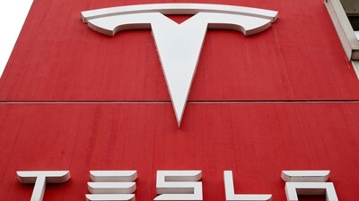 The logo of car manufacturer Tesla (REUTERS)