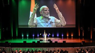 Prime Minister Narendra Modi at the Seine Musicale in Boulogne-Billancourt, Paris suburb, on Thursday. (AFP)