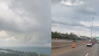 Tornado warnings hit Chicago on Wednesday, July 12 (@lilyjusth/Twitter, @t72320334/Twitter) Tornado warnings hit Chicago on Wednesday, July 12 (@lilyjusth/Twitter, @t72320334/Twitter)