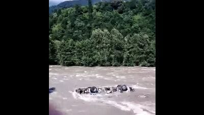 The Punjab Roadways bus, which went missing two days ago, was spotted in the Beas river on Thursday. (HT photo) The Punjab Roadways bus, which went missing two days ago, was spotted in the Beas river on Thursday. (HT photo)
