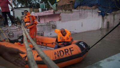 The Yamuna breached a 45-year-old landmark to touch a record high of 208.08 metres at 11pm on Wednesday. (REUTERS) The Yamuna breached a 45-year-old landmark to touch a record high of 208.08 metres at 11pm on Wednesday. (REUTERS)