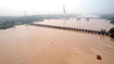 The flooded Yamuna river in New Delhi on Thursday. (HT Photo)