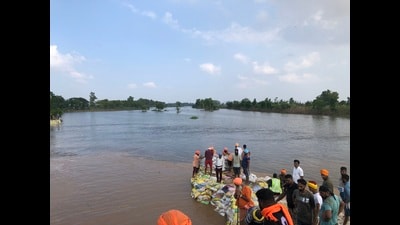 The foul smell has already started emanating from the affected villages due to black water. (HT Photo) The foul smell has already started emanating from the affected villages due to black water. (HT Photo)