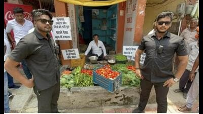Two bouncers were deployed at the vegetable vendor’s shop in Nagwan area. (Sourced)