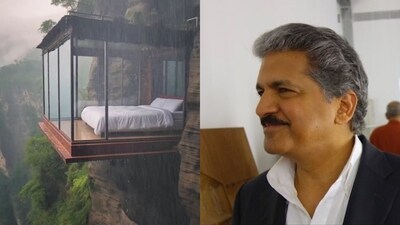 Anand Mahindra is unsure if he would ‘sign up’ for this beautiful bedroom suspended from a cliff. (Twitter/@anandmahindra) Anand Mahindra is unsure if he would ‘sign up’ for this beautiful bedroom suspended from a cliff. (Twitter/@anandmahindra)