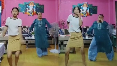 Mom and daughter dancing to the song Lat Lag Gayee. (Instagram/@mom_daughter_dance_) Mom and daughter dancing to the song Lat Lag Gayee. (Instagram/@mom_daughter_dance_)